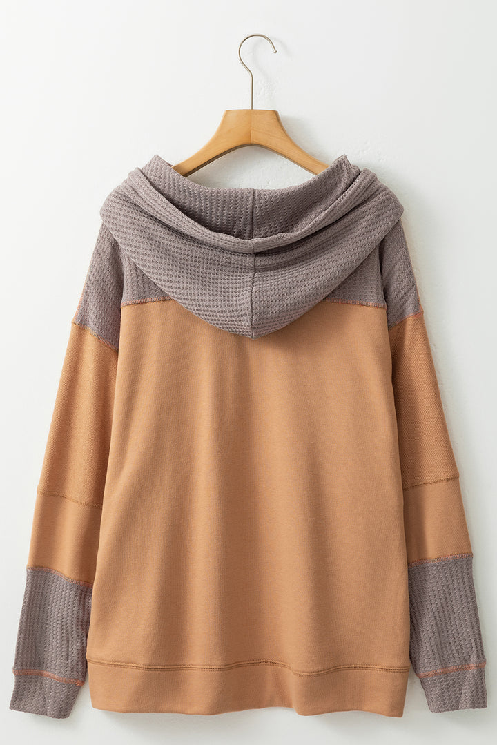 Drawstring Contrast Long Sleeve Hoodie