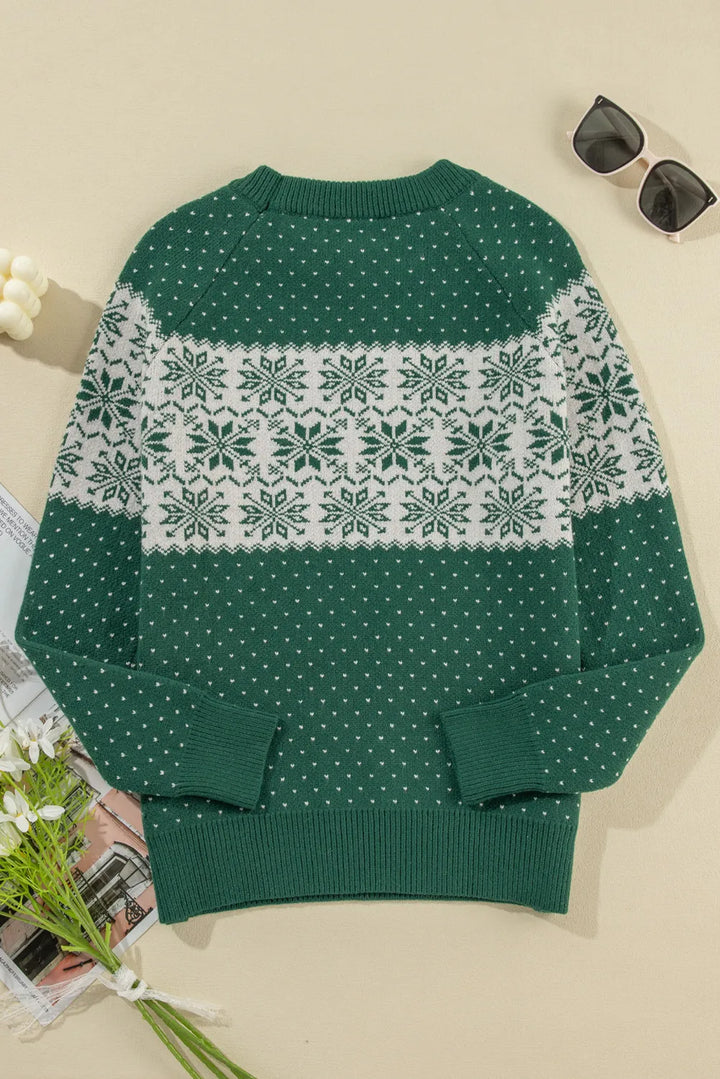 Graphic Round Neck Long Sleeve Sweater
